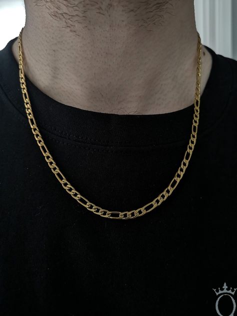 Enjoy 25% from now until the end of May! Whilst stocks lasts  #goldchain #gold #chain #mensjewellery #menschain #18kgold #figaro #figarochain #goldfigarochain #figarogold Cheap Men's Jewelry With Figaro Chain, Gold Link Necklace Men, Male Gold Chain, Hollow Gold Chains For Men, Mens Gold Necklace, Mens Fancy Gold Chains, Gold Necklace For Men, Cuban Link Necklace, Miami Cuban Link Chain