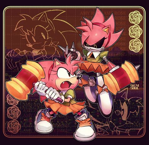 X Amy And Metal Sonic, Metal Sonic, Emoji Drawings, Amy The Hedgehog, Sonic And Amy, Sonic Fan Characters, Sonic Franchise, Hedgehog Art, Art Tools Drawing