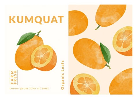 Kumquat Illustration, Orange Packaging Design, Branded Postcard, Fruit Juice Design, Jam Packaging Design, Fruit Packaging Design, Orange Packaging, Packaging Soap, Watercolor Packaging