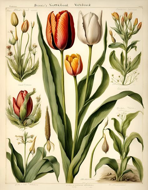 Botanicals: Tulip. Digital Downloads for Cards, Puzzles, Wrapping Paper, Junk Journals, Book Covers. Sell What You Make. - Etsy Botanical Tulip, Tulip Drawing, Tulips Art, Illustration Nature, Illustration Botanique, Flower Art Print, Botanical Illustration Vintage, Vintage Botanical Prints, Botanical Poster