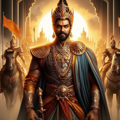 King Dhanananda Indian Kings, Indian King, Fantasy Jewellery, Medieval Warfare, King Dress, Jay Mataji, Ancient Kings, Posters Ideas, Indian History Facts