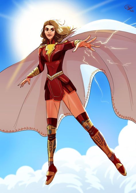 Mary Marvel Shazam, Mary Marvel, Dc Comics Artwork, Hero Girl, Superhero Art, Dc Comics, Cool Art, Character Art, Marvel