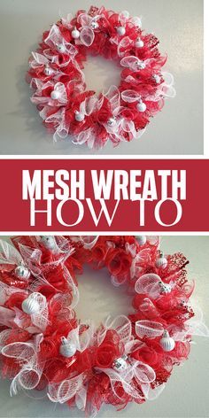 Mesh Christmas Wreaths Diy, Deco Mesh Christmas Wreaths Diy, White Mesh Wreath, Wreaths Diy Easy, Ribbon Wreath Diy, Mesh Christmas Wreaths, Diy Deco Mesh Wreath, Making Mesh Wreaths, Mesh Wreaths Diy