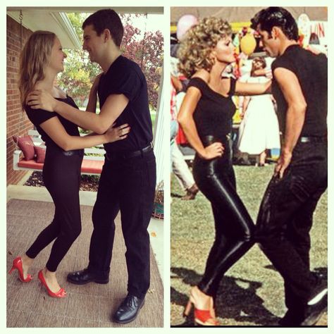 Couples Halloween costume...Danny and Sandy from Grease. Danny Grease Costume, Greece Halloween Costumes, Grease Costumes Diy, Grease Couple Costumes, Grease Halloween Costumes, Danny And Sandy, Diy Halloween Couples, Greece Costume, Grease Sandy