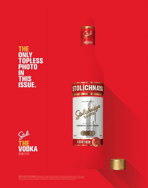 Vodka Stolichnaya, Stoli Vodka, 광고 디자인, Creative Advertising Design, Alcohol Bottles, Wine Design, Liquor Store, Magazine Ads, Creative Ads