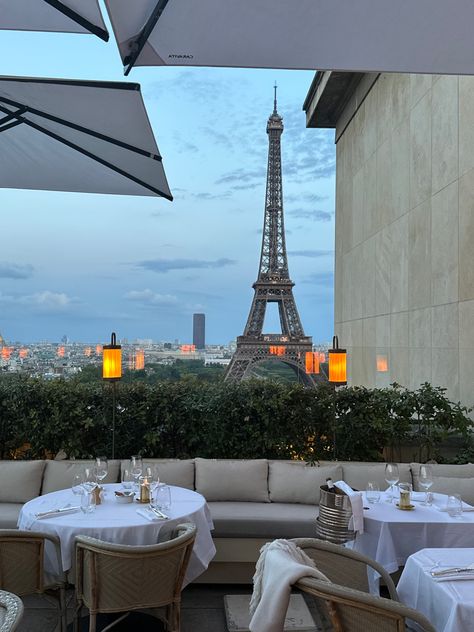 paris views | eiffel tower | dinner views Paris Hotel View, Lux Dinner, Eiffel Tower Dinner, Istituto Marangoni, Paris View, Parisian Summer, Houston Restaurants, France Aesthetic, Paris Hotel