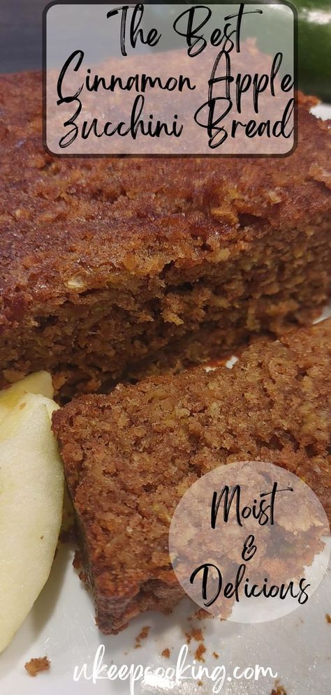 What I love about baking with zucchini is that I can hide important vitamins in treats that my kids love! These vegetables are high in fiber and low in calories, and it’s easy to say that this Cinnamon Apple Zucchini Bread is good for you! Cinnamon Apple Zucchini Bread, Zucchini Bread With Apples, Zucchini And Apple Bread, Zucchini Apple Loaf, Zucchini And Apple Recipes, Zucchini Apple Crisp Recipe, Zucchini Bread Baked Oatmeal, Apple Zucchini Cake, Apple Zucchini Recipes