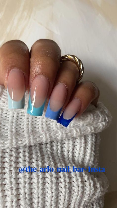 Nails Acrylic Coffin, Graduation Nails, Blue Acrylic Nails, Nails Homecoming, Homecoming Nails Acrylic, French Tip Acrylic Nails, Short Square Acrylic Nails, Nails White, Blue French