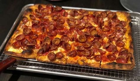 Grandma Pizza Recipe, Grandma Pie Pizza, Grandma Style Pizza, Grandmas Pizza, Grandma's Pizza Recipe, Best Pepperoni Pizza, Grands Pepperoni Pizza Bake, French Bread Pepperoni Pizza, Grandma Pizza