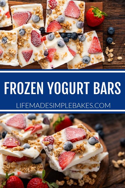 Frozen Yogurt Bars Recipe Yogurt Bars Recipe, Yogurt Bars, Frozen Yogurt Bar, Yogurt Bar, Full Fat Yogurt, Healthy Peanut Butter, Easy Summer Meals, Savory Appetizer, Fruit Snacks