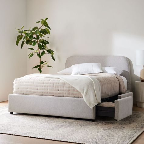 Modern Upholstered Beds, West Elm Bedding, Storage Bed Queen, Upholstered Storage Bed, Diamond Tufting, Bed King, Bed Queen, Bed Frame With Storage, Upholstered Bed Frame