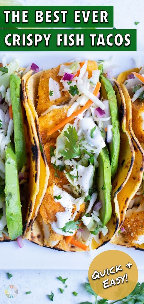 Fish Tacos Crispy, Fish Taco Slaw, Air Fryer Fish Tacos, Taco Slaw, Crispy Fish Tacos, Cilantro Slaw, Fish Tacos Tilapia, Slaw For Fish Tacos, Fried Fish Tacos