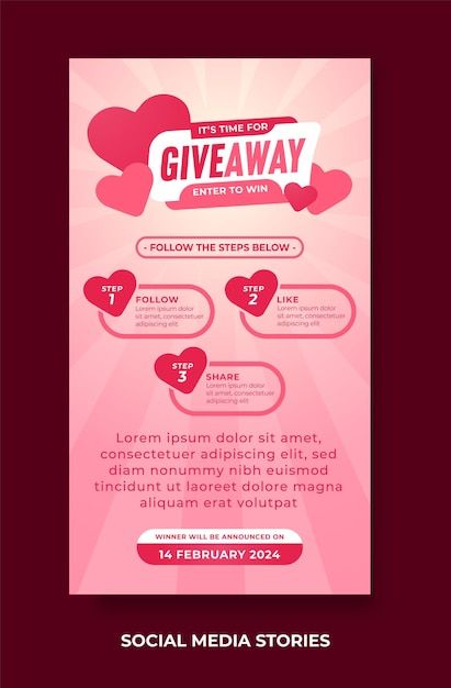 Vector giveaway contest concept for soci... | Premium Vector #Freepik #vector #valentine-instagram #valentine-template #february #valentine Giveaway Valentines Day, Valentines Giveaway, Giveaway Graphic, Valentines Day Post, Valentine Template, Giveaway Post, Event Giveaways, Money Saving Techniques, Stories Design