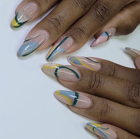 Short Almond Shaped Nails, Nail 2024, Girl Nails, Fab Nails, La Nails, Shaped Nails, Short Almond, Blue Acrylic Nails, Almond Shape Nails