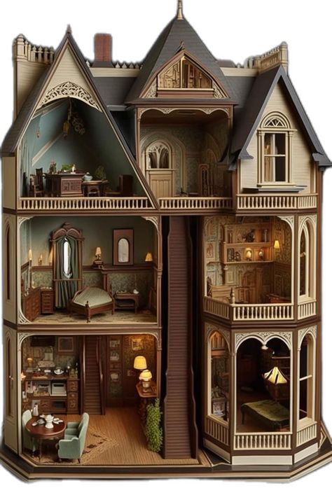 Victorian Mansion Dollhouse, Doll House Victorian, Doll House Bedroom Ideas, Cottagecore Dollhouse, Goth Dollhouse, Victorian Dollhouse Interior, Hobby Lobby Crafts, Haunted Dollhouse, Doll House Plans