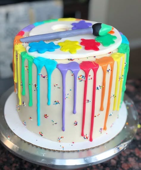 Art Birthday Cake, Fondant Art, Artist Cake, Painting Birthday Party, Painted Cakes, Special Cake, Colorful Cakes, Drip Cakes, Rainbow Cake