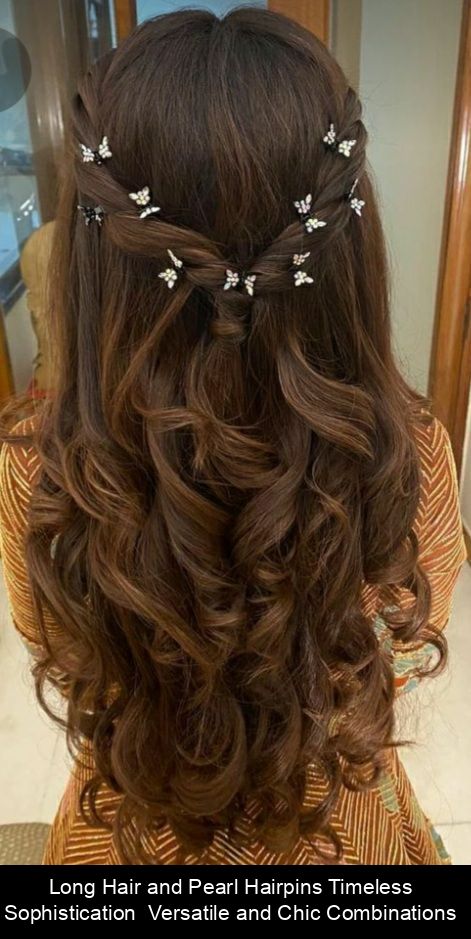 Long Hair and Pearl Hairpins Timeless Sophistication  Versatile and Chic Combinations Long Hairstyle, Pearl Hair Pins, Easy Hair, Style Ideas, Wedding Hair, Do More, Hair Ideas, Cute Hairstyles, Easy Hairstyles