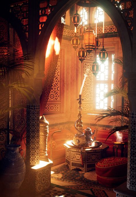 Arabian Nights Aesthetic, Arabian Night, Moroccan Interiors, Fantasy Places, Moroccan Decor, Arabian Nights, Islamic Architecture, Night Aesthetic, Andalusia