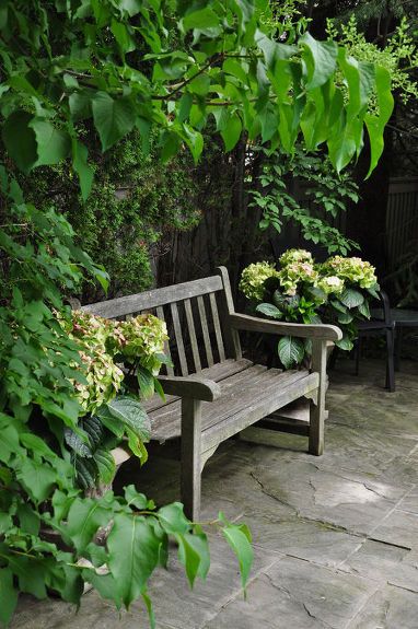 What could be better than sitting under an arbor covered in Wisteria blossoms? An arbor style bench is the first on my list of 10 great garden benches.   See all 10:   http://threedogsinagarden.blogspot.ca/2014/03/take-seat-10-great-garden-benches.html Potted Hydrangea, Poolside Garden, Garden Globes, Garden Benches, Garden Storage Shed, Texas House, Outdoor Sheds, Three Dogs, Garden Rooms