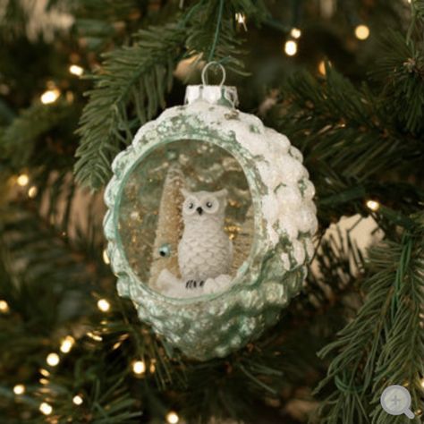 Owl Pinecone, Pinecone Owls, Beige Christmas, Cottagecore Christmas, Owl Sitting, Hobby Lobby Christmas, Winter Ornaments, Pinecone Ornaments, Mercury Glass Ornaments