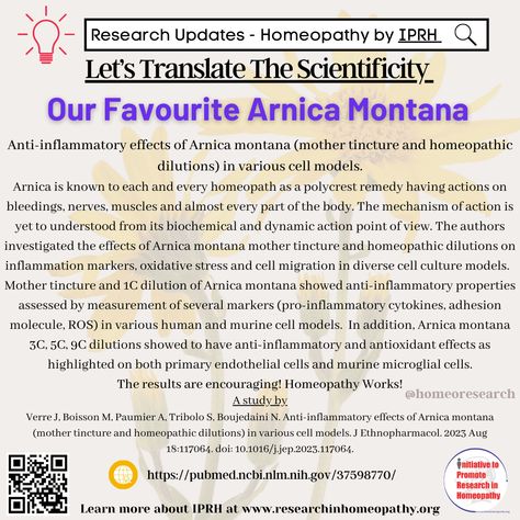 Our Favourite Arnica Montana - Initiative to Promote Research in Homeopathy Arsenicum Album Homeopathy, Cell Model, Dynamic Action, Arnica Montana, Homeopathy, Muscles, Montana