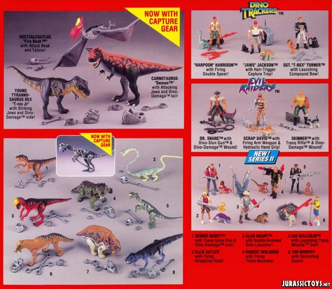 The Jurassic Park toy line proved very successful for Kenner, so they went ahead with a second line that featured more dinosaurs, updated action figures to resemble the actors in the movie better and a whole new line of action figures. Jurassic Park All Dinosaurs, Jurassic Park 1993 Poster, Jurassic World Toy Photography, Jurassic Park Collection, Jurassic Park Toys, Jurassic Park Series, Farsi Calligraphy Art, Kenner Toys, The Lost World