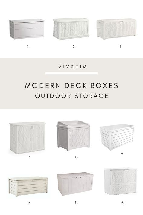 White modern deck box, outdoor storage solutions, modern deck box storage, deck box storage waterproof, outdoor storage ideas, outdoor storage cabinet, modern outdoor storage #outdoorstorageideas #modernoutdoorstorage #waterproofstorage Outdoor Storage Cabinet Waterproof, Deck Storage Boxes, Creative Outdoor Storage Ideas, Outdoor Pillow Storage Ideas, Small Outdoor Storage Ideas, Outdoor Patio Storage Ideas, Outdoor Storage Ideas Waterproof, Outdoor Cushion Storage Ideas, Patio Storage Ideas