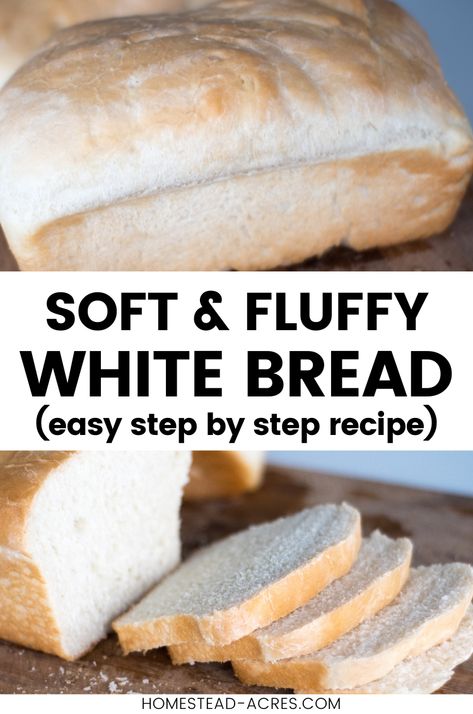 Looking for the easiest bread recipe ever? Then you’ll love this homemade white bread recipe! A tried and true family favorite it’s perfect for sandwich bread or sliced bread for a dinner side. White Bread Recipe Homemade Without Mixer, Simple White Bread Recipe, Homemade White Bread Recipes, White Bread Recipe Homemade, Fluffy White Bread Recipe, Soft White Bread Recipe, Easiest Bread Recipe, Easiest Bread Recipe Ever, Basic White Bread Recipe