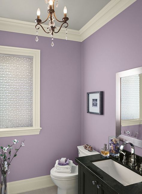 Purple Restroom Ideas, Bedroom Paint Colors Purple, Bathroom Purple, Lilac Bathroom, Mom Bathroom, Lilac Room, Lavender Bathroom, Purple Bathroom Decor, Purple Bathroom