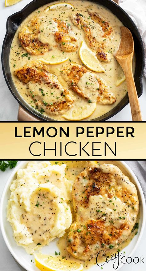 Pepper Chicken Recipe, Recipes With Chicken And Peppers, Lemon Garlic Chicken, Easy Skillet, Stove Top Recipes, Lemon Pepper Chicken, Pepper Chicken, Sauce For Chicken, Chicken Stuffed Peppers