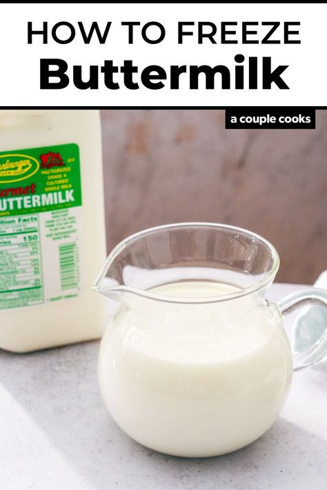 Wondering if you can freeze buttermilk? If you've got leftovers, here's the skinny on whether it works for long term storage. #buttermilk #freeze #canyoufreeze #howtofreeze #freezebuttermilk Can You Freeze Buttermilk, Freeze Buttermilk, Blueberry Buttermilk Pancakes, Freezing Fruit, Frozen Juice, Dessert Recipes Cookies, A Couple Cooks, Vegan Recipes Plant Based, Buttermilk Recipes