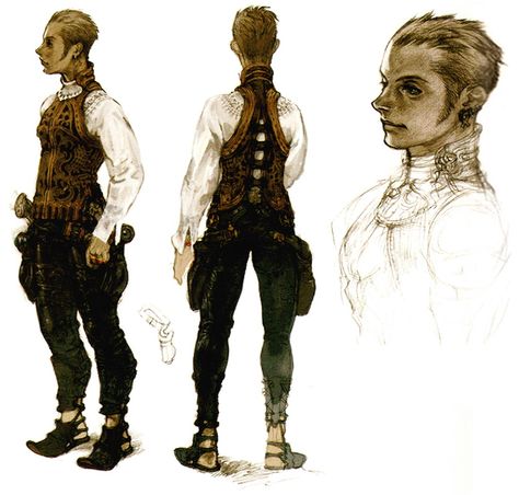 Balthier Concept Art - Final Fantasy XII Art Gallery Akihiko Yoshida, Medieval Fantasy Clothing, Art Gallery Outfit, Fantasy Realm, Final Fantasy Xii, Chara Design, Sick Designs, Final Fantasy Artwork, Fantasy Concept