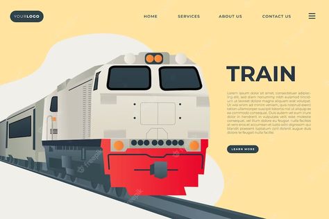 Premium Vector | Vector locomotive train landing page vector illustration Train Graphic Design, Train Vector, Train Illustration, Carousel Post, Train Design, Locomotive Train, Hut Ri, Train Posters, Street Art Artists