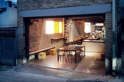 . Cafe Idea, Restaurant Inspiration, Venue Design, Cafe Exterior, Roller Door, Shared Office, Restaurant Ideas, Surry Hills, Garage Cafe