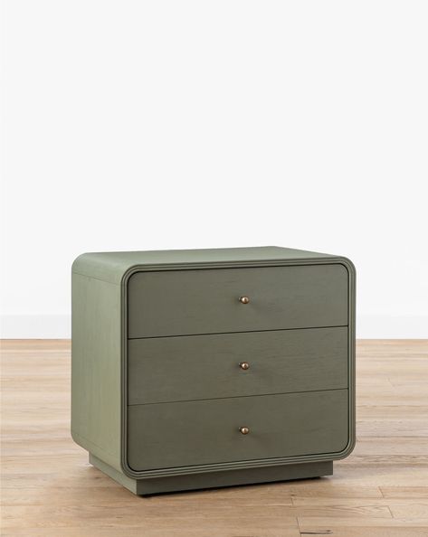 Olive Green Nightstand, Fun Nightstands, Sage Green Nightstand, Green Nightstand Bedroom, Colored Nightstand, Nightstands Ideas Bedside Tables, Color Nightstand, Property Planning, Hemnes Nightstand