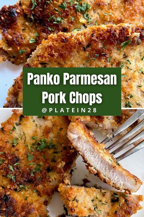 If you love pork that is crispy on the outside and juicy on the inside, our Panko Parmesan Pork Chops won't disappoint! #pankopork #pankoparmesan #pankporkchops #porkchops #crispypork Panko Pork Chops, Panko Recipes, Pork Cutlet Recipes, Parmesan Pork Chops, Boneless Pork Chop Recipes, Air Fryer Pork, Breaded Pork Chops, Air Fryer Pork Chops, Easy Pork Chops