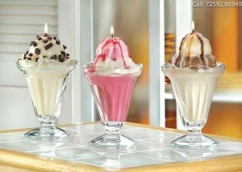 Make Scented Candles, Sundae Candles, Homemade Candle Recipes, Kawaii Candle, Candy Candles, Yummi Candles, Candy Candle, Velas Candles, Homemade Scented Candles