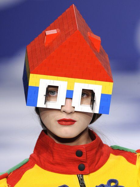 Jean Charles de Castelbajac Lego Hat, Crazy Hat Day, Hat Day, Crazy Hats, Hat Ideas, Weird Fashion, Arte Sketchbook, Quirky Design, Weird And Wonderful