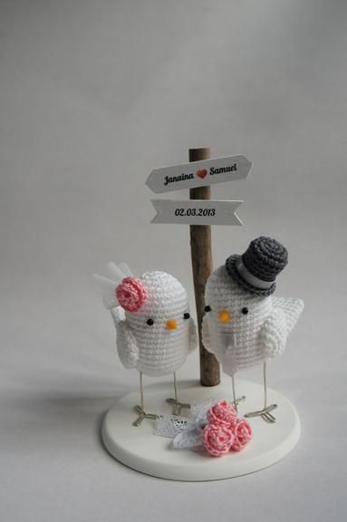 Crochet Wedding Amigurumi, Crocheted Birds, Crochet Wedding Gift, Wedding Crochet Patterns, Small Crochet Gifts, Wedding Birds, Decoration For Wedding, Homemade Wedding, Cozy Crochet Patterns