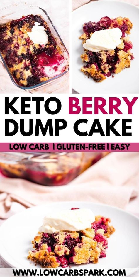 Keto Dump Cake, Berry Dump Cake, Blueberry Dump Cake, Low Carb Blueberry, Dolce Poche Calorie, Blueberry Dump Cakes, Low Carb Brownies, Desserts Keto, Low Carb Flour