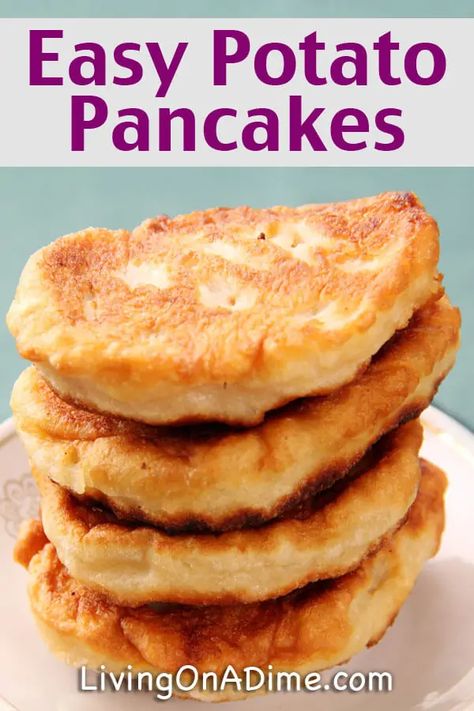 Easy Potato Pancake Recipe, Potato Pancakes Easy, Potato Pancake Recipe, Potato Pancakes Recipe, Living On A Dime, Mashed Potato Pancakes, Potato Cakes Recipe, Resistant Starch, Mashed Potato Cakes