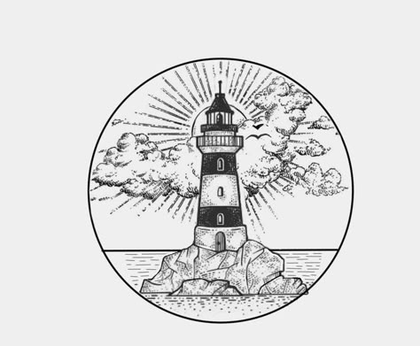 Lighthouse Drawing, Woodcut Tattoo, Lighthouse Tattoo, Framed Tattoo, Occult Tattoo, Wood Burn Designs, Small Pretty Tattoos, Nintendo Art, Wood Burning Patterns