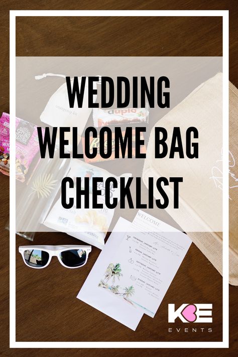 Everything you need to put in your Wedding Welcome Bag from a professional Wedding Planner #weddingtips #weddingwelcomebag #weddingtodos #weddingguests #destinationwedding #weddingplanning #weddingchecklist #weddingkits #welcomebag Welcome Bag Hotel Wedding, What To Put In Welcome Bags Wedding, Wedding Welcome Bags For Hotel Guests, Welcome Bags For Out Of Town Guests, Destination Wedding Guest Gifts, Wedding Bag Tags, Destination Wedding Bags, Wedding Hotel Bags, Destination Wedding Welcome Bags