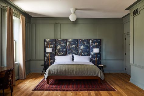 Robert McKinley creates Hotel Kinsley from four historic buildings in Upstate New York Upstate House, 블로그 디자인, Moody Green, Crittal Windows, Dark Bedroom, Victorian Terrace, Green Interiors, Cafe Chairs, Hotel Rooms