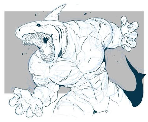 Hammerhead Shark Character Design, Anthro Fish Character Design, Wereshark Character Design, Cool Shark Art, Shark Dnd Character, Shark Reference Drawing, Scary Shark Drawing, Shark Oc Male Human, Sea Monster Oc Male