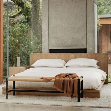 Modern & Contemporary Beds | West Elm Modern Upholstered Beds, West Elm Bedding, Solid Wood Platform Bed, Solid Wood Bed, Wood Bed, Wood Platform Bed, Contemporary Bed, Wood Nightstand, Wood Beds