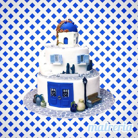 Greek Cake Theme, Santorini Cake Ideas, Greek Theme Cake, Greek Birthday Cake, Greek Style Wedding, Greek Cakes, Minimalistic Birthday, Greek Party Theme, Greek Theme