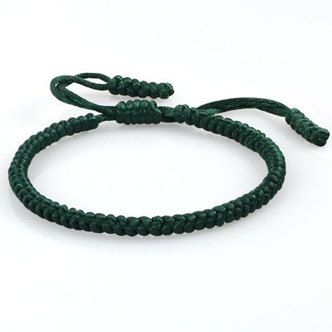 Prayer Jewelry, Braided Rope Bracelet, Tibetan Bracelet, Green Thread, Lucky Bracelet, Adjustable Jewelry, Handmade Bangles, Bracelet Men, Wrap Bracelets