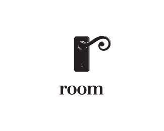 Room logo design. Demonstrates a clever letter mark that is a recognizable shape of a detail of a door. A Double Entendre in graphic design. Double Logo Design, Door Graphic Design, Room Logo Design, Room Logo, Door Logo, Logo Monogramme, Double Entendre, Gfx Design, Love Logo