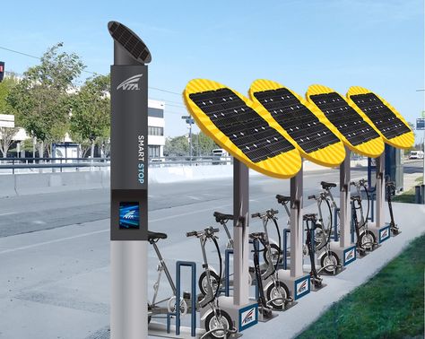 swiftmile electric bike charging 8 Bicycle Parking Design, Solar Charging Station, Diy Solar Panel, Solar Power Diy, Solar Panels For Home, Bicycle Parking, Urban Furniture, Bike Parking, Bike Rental